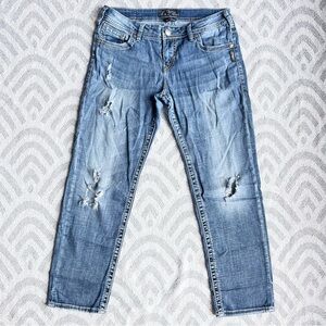 SILVER JEANS Sam Boyfriend Fit Distressed Blue Denim Jeans 29